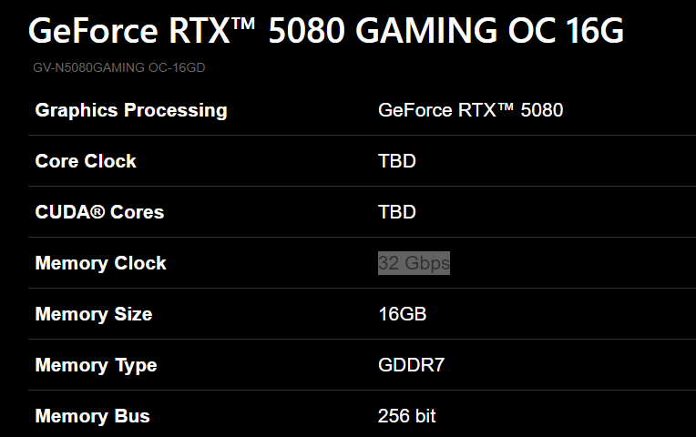 Gigabyte RTX 5080