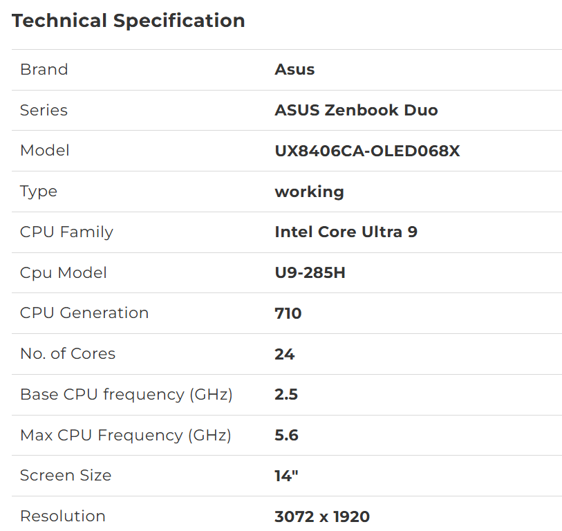 ASUS Zenbook Duo with Core Ultra 9 285H